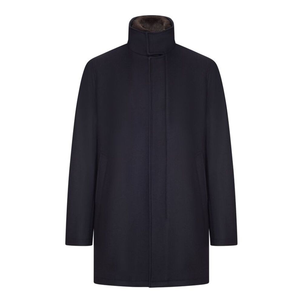 Herno Men Coat With High Collar And Contrasting Interior - Picture 1 of 2